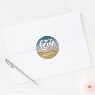 Blue Sea Beach Wedding Favor Classic Round Sticker