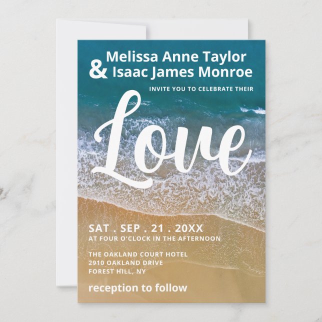 Blue Sea Beach Wedding Invitation (Front)