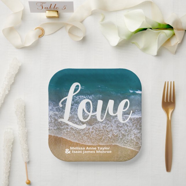 Blue Sea Beach Wedding Paper Plates (Wedding)