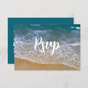 Blue Sea Beach Wedding RSVP Card