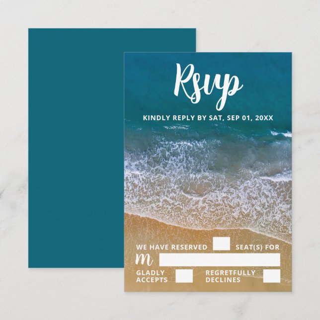 Blue Sea Beach Wedding RSVP Card (Front/Back)