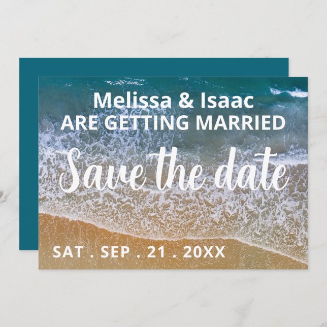 Blue Sea Beach Wedding Save The Date (Front/Back)