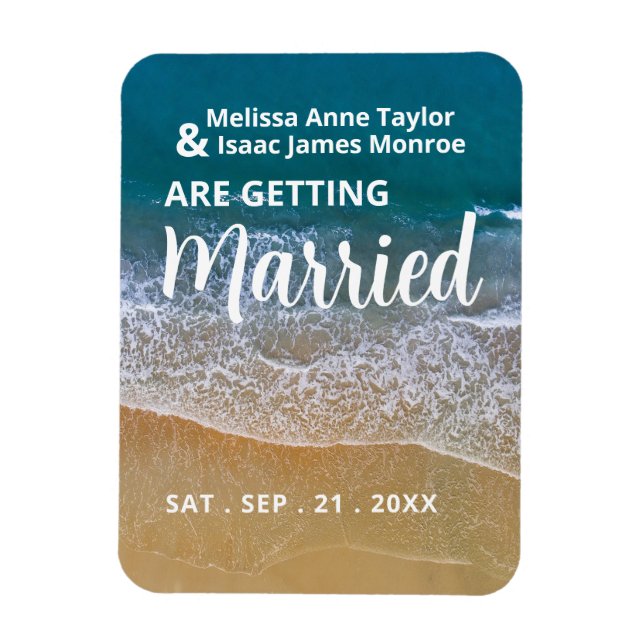 Blue Sea Beach Wedding Save The Date Magnet (Vertical)
