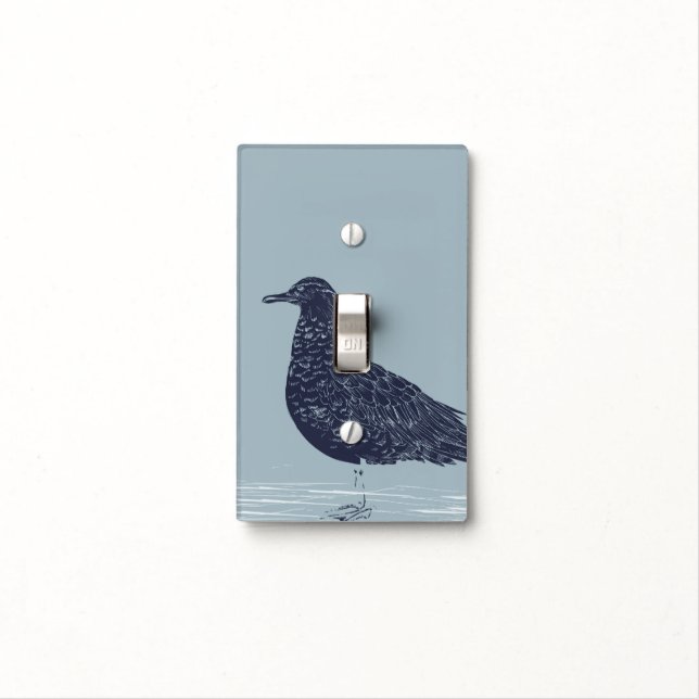 Blue Sea Bird Ocean Beach Light Switch Cover (In Situ)