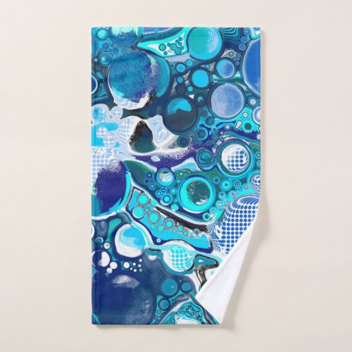 Blue Sea Bubbles Abstract Art Hand Towel