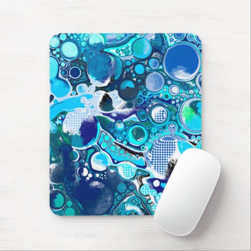 Blue Sea Bubbles Abstract Art Mouse Pad