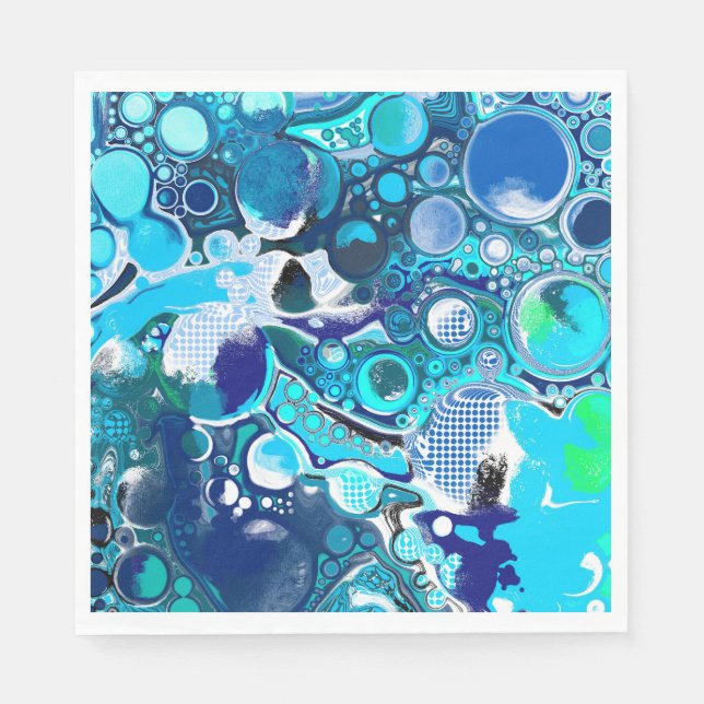 Blue Sea Bubbles Abstract Art  Napkins (Front)