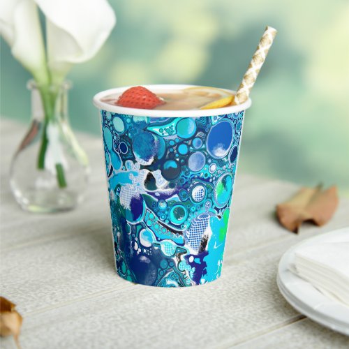 Blue Sea Bubbles Abstract Art Paper Cups