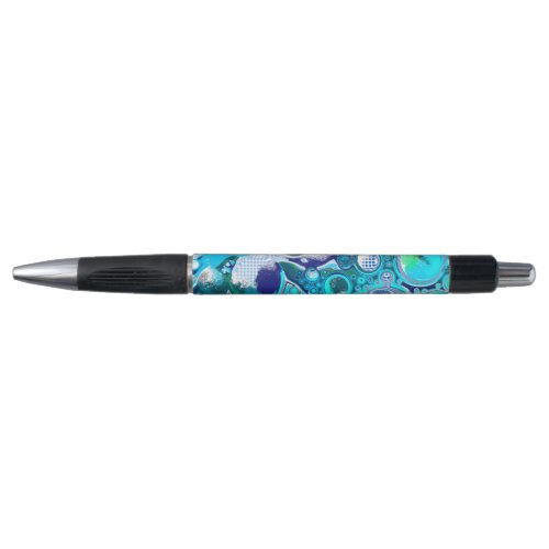 Blue Sea Bubbles Abstract Art Pen