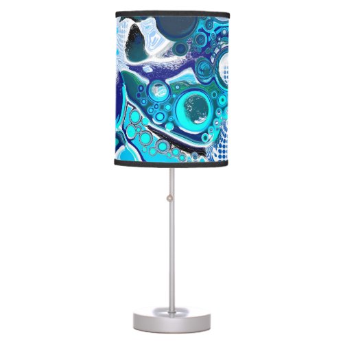 Blue Sea Bubbles Abstract Art Table Lamp