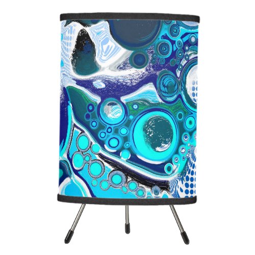 Blue Sea Bubbles Abstract Art Tripod Lamp