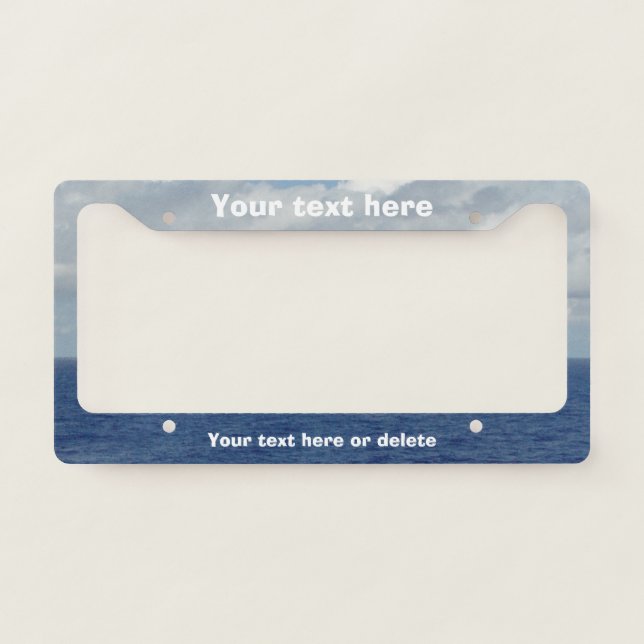 Blue Sea Cloudy Sky License Plate Frame (Front)