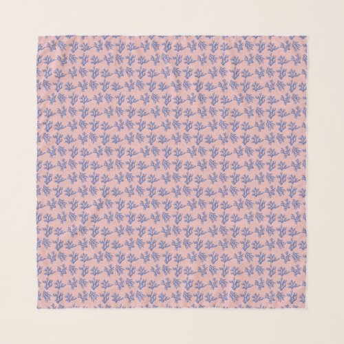 Blue sea coral on pink  scarf