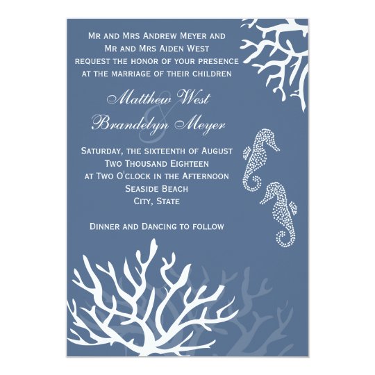Blue Sea C Seahorse Wedding Invitations Zazzle Blue Sea C Seahorse Wedding Invitations
