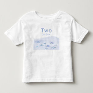 Blue sea fish 2nd birthday party toddler t-shirt