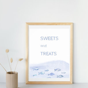 Blue sea fish kids birthday sweets and treats poster