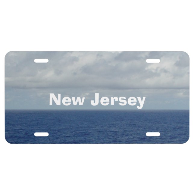 Blue Sea Fluffy Clouds License Plate (Front)
