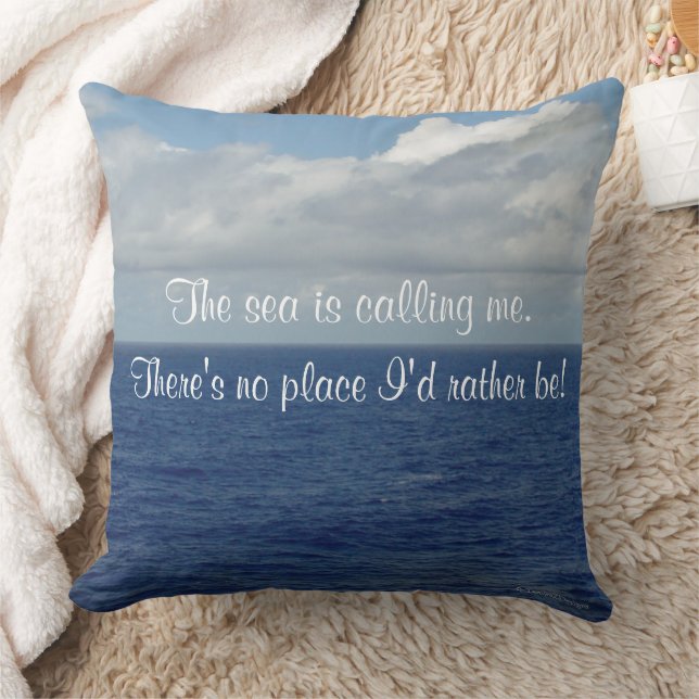 Blue Sea Fluffy Clouds Personalized Pillow (Blanket)