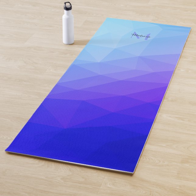 Blue sea geometric mesh ombre pattern Monogram Yoga Mat (In Situ)