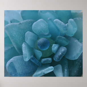 Blue Sea Glass Flower Print