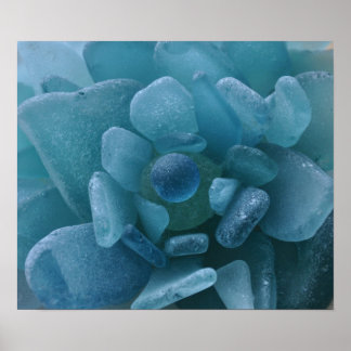 Blue Sea Glass Flower Print