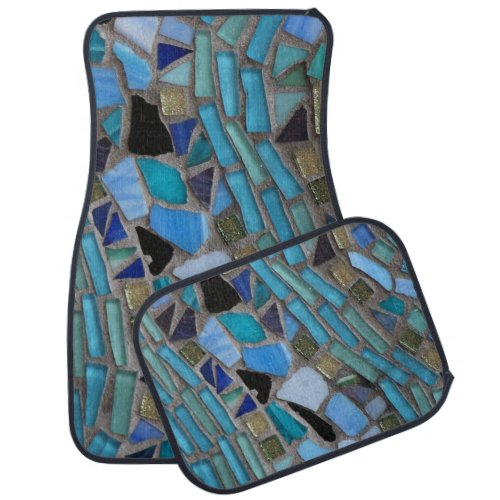 Blue Sea Glass Mosaic Car Floor Mat