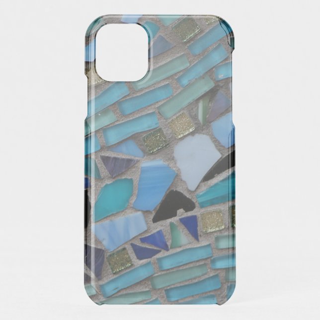 Blue Sea Glass Mosaic Clear iPhone 11 Case (Back)