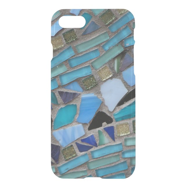 Blue Sea Glass Mosaic Clear iPhone 8/7 Case (Back)