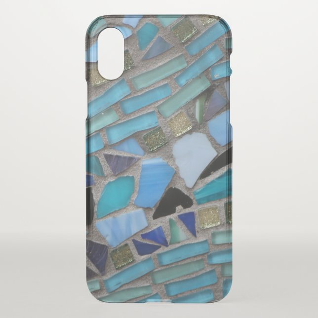 Blue Sea Glass Mosaic Clear iPhone XS Case (Back)