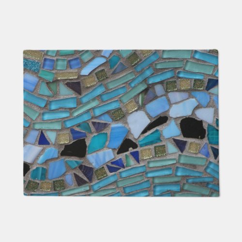 Blue Sea Glass Mosaic Door Mat