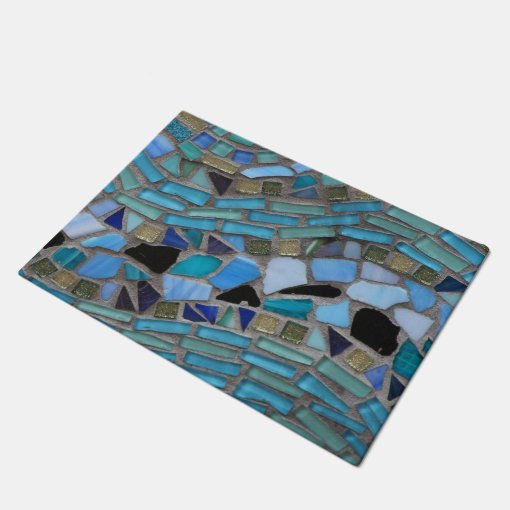 Blue Sea Glass Mosaic Door Mat | Zazzle