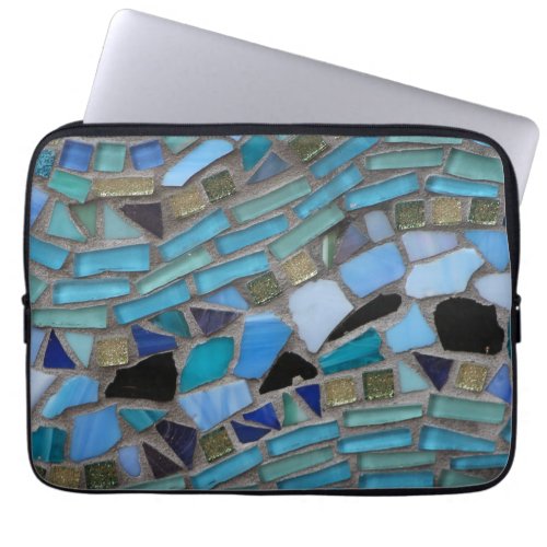 Blue Sea Glass Mosaic Laptop Sleeve