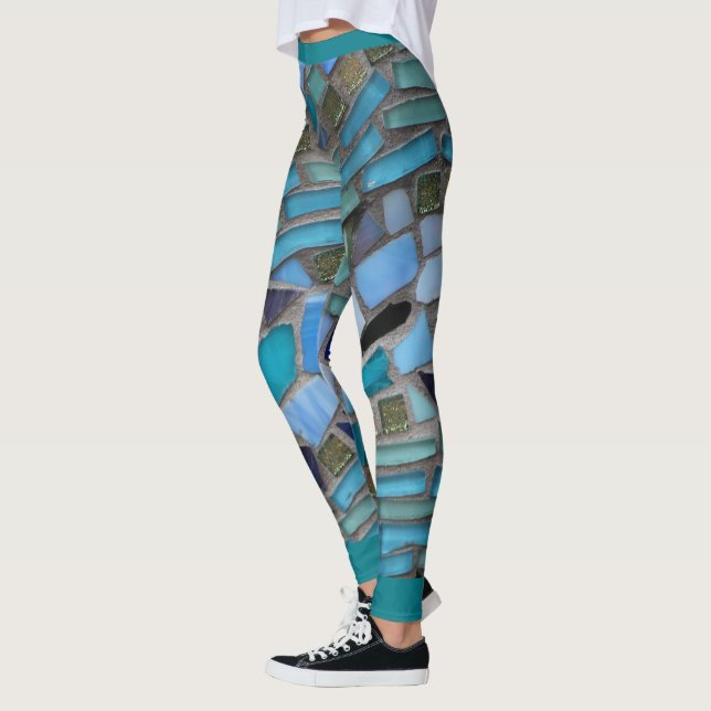 Blue Sea Glass Mosaic Leggings (Left)