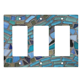 Blue Sea Glass Mosaic Light Switch Cover