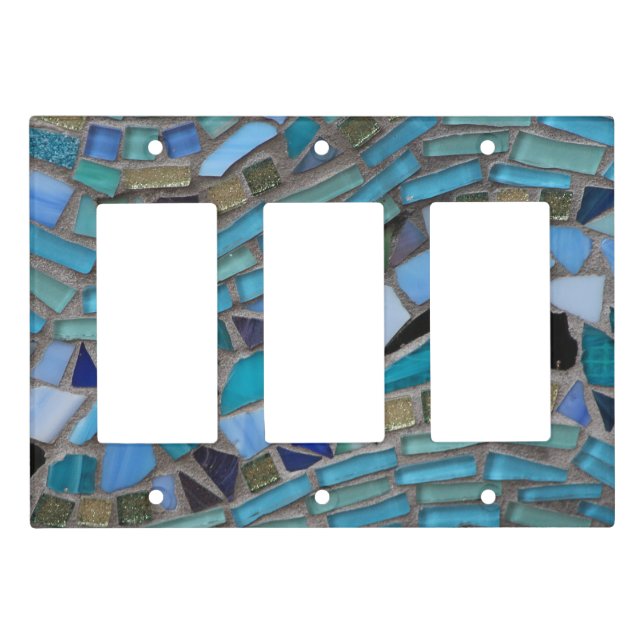 Blue Sea Glass Mosaic Light Switch Cover (Front)