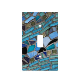 Blue Sea Glass Mosaic Light Switch Cover