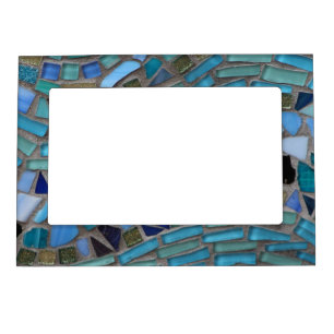 Blue Sea Glass Mosaic Magnetic Photo Frame