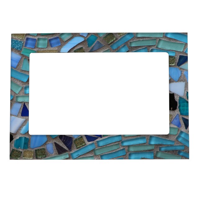 Blue Sea Glass Mosaic Magnetic Photo Frame (Front)