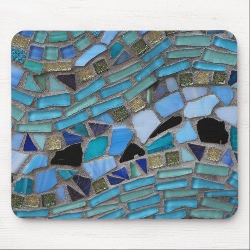 Blue Sea Glass Mosaic Mouse Pad