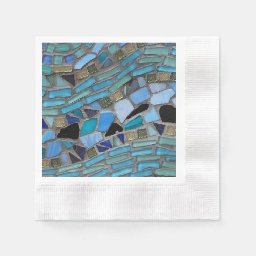 Blue Sea Glass Mosaic Paper Napkin
