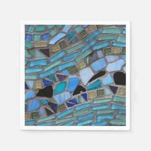 Blue Sea Glass Mosaic Paper Napkin