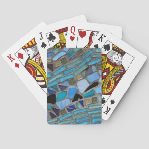 Blue Sea Glass Mosaic Poker Cards