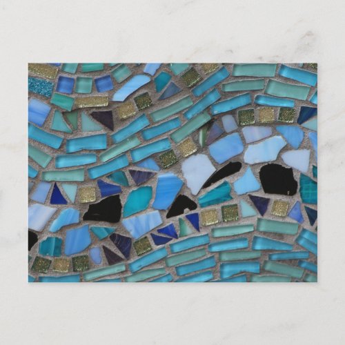 Blue Sea Glass Mosaic Postcard