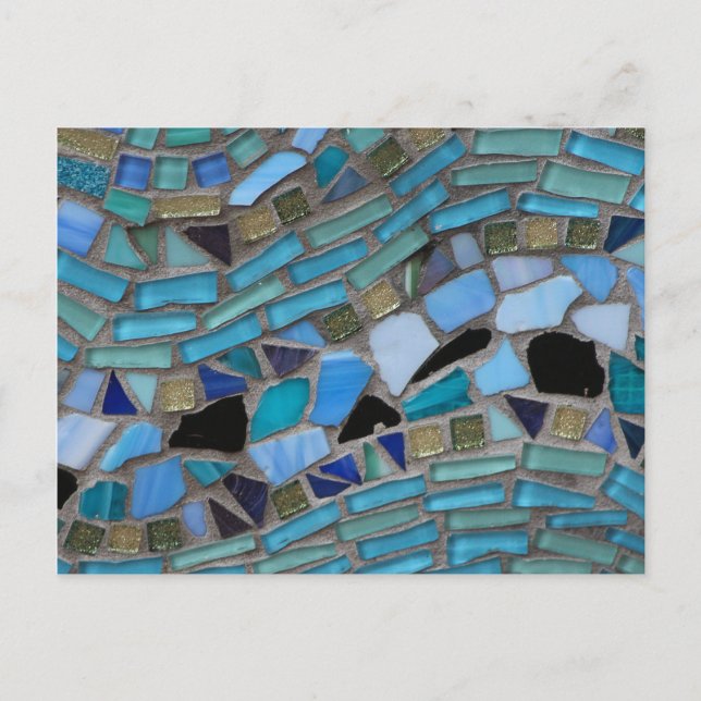 Blue Sea Glass Mosaic Postcard (Front)