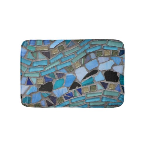 Blue Sea Glass Mosaic Small Bath Mat