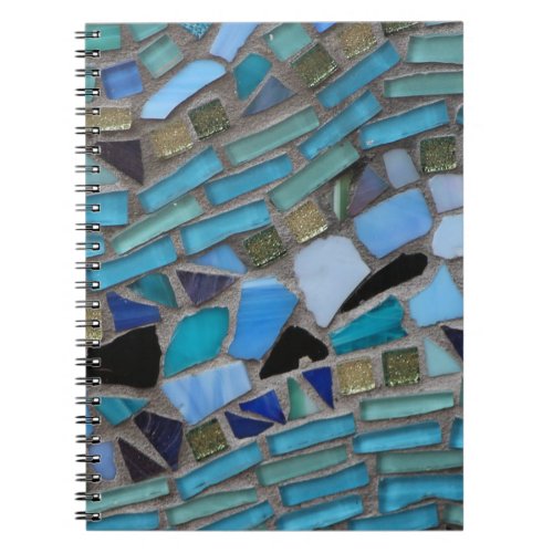 Blue Sea Glass Mosaic Spiral Notebook