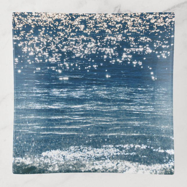 Blue Sea Glass Trinket Tray (Front)