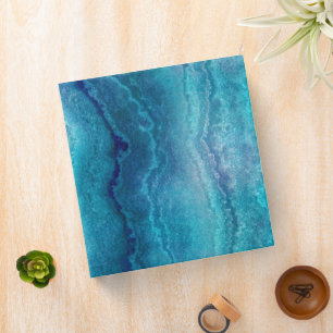 Blue Sea Green Agate Texture 3 Ring Binder