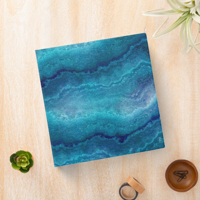Blue Sea Green Agate Texture 3 Ring Binder (In Situ)