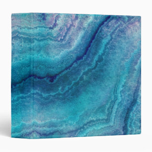 Blue Sea Green Agate Texture 3 Ring Binder